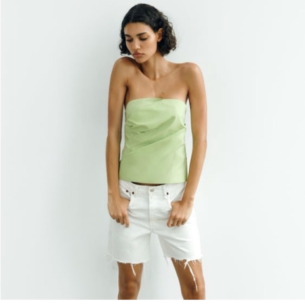 Zara strapless Green Satin Top - Women's Summer Tube Top